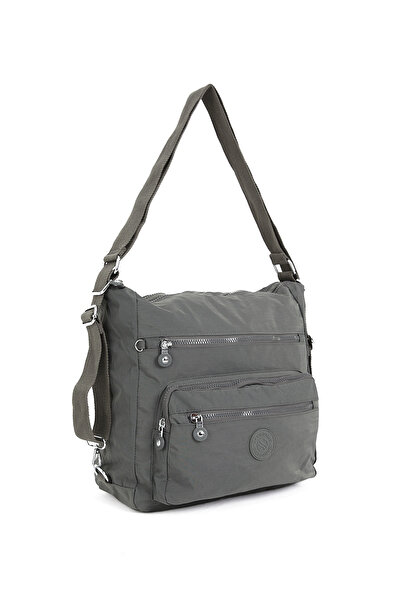 Sanmorris Rucsac și umăr pentru femei, cu mai multe buzunare, ajustabil, bretea crossbody de dimensiuni mari, casual HV3050, gri închis