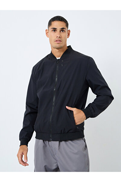 Take Two By Styli Men Black Solid Bomber Jacket