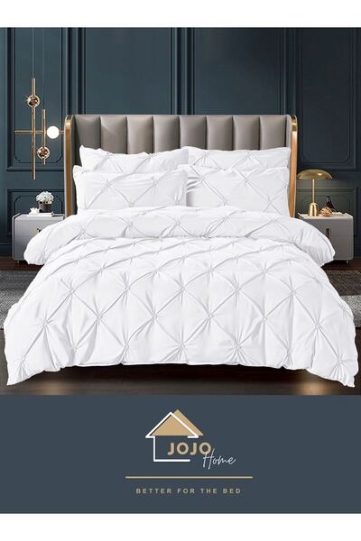 JOJO HOME Bed Linen, 6 Pieces, Embroidered Pleats, Finet Premium, White