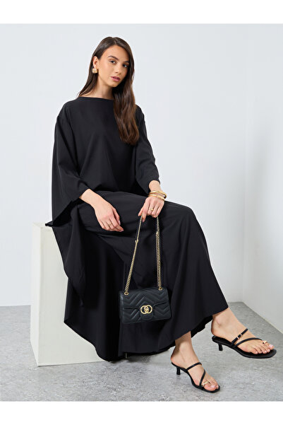 Take Two By Styli Solid Batwing Sleeve Maxi Kaftan