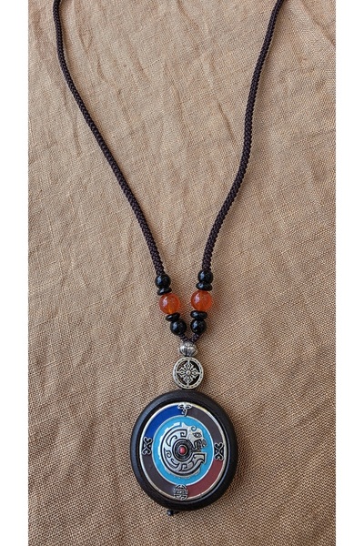 trendbysena قلادة من خشب الأبنوس الأصلي ذو الطابع العرقي