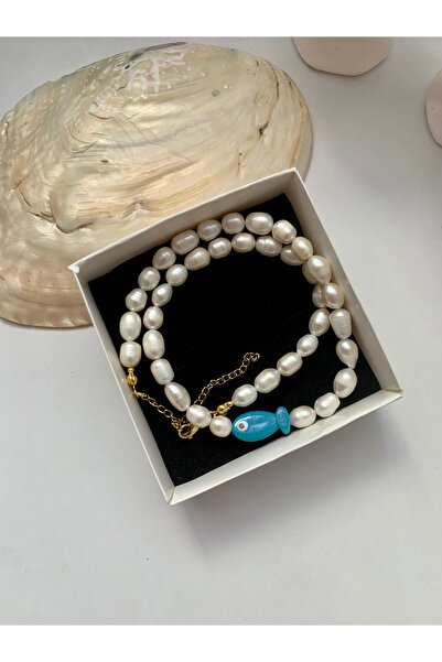 JOVİ ATELİER Sertifikalı 40cm Doğal Büyük Arpa Inci Kolye - Çelik Aparat - 40...