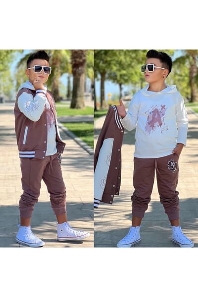 Bisahane Boys' 3-Piece Set with College Jacket