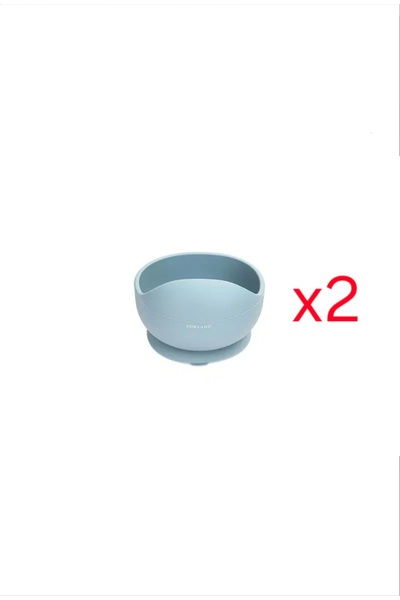 Porland Fancy Blue Silicone Baby Food Bowl That Sticks to the Base, Set of 2, 12 cm