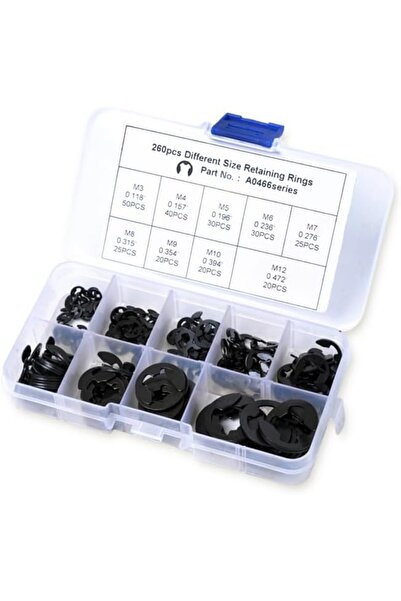 Generic مجموعة حلقات تثبيت على شكل حرف E من 260 قطعة