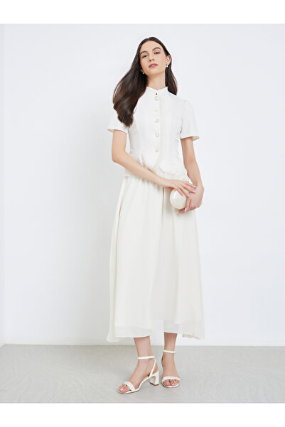 Take Two By Styli Women Ruffled Blouse and Maxi Skirt Co-Ords