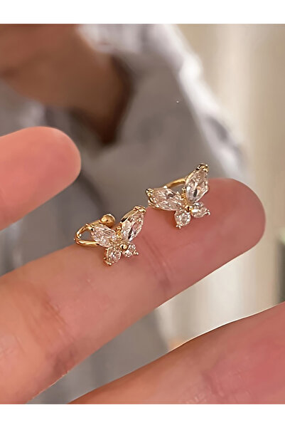 Take Two By Styli Copper Ear Clip with Butterfly Detail Earrings