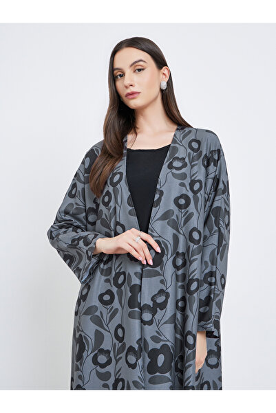 Take Two By Styli Floral Print Open Front Abaya