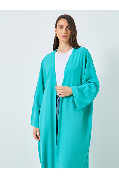 Take Two By Styli Solid Open Front Batwing Sleeve Abaya