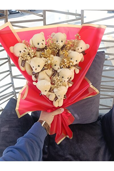 Merveparti Sevgiliye - Arkadasa - Ese Yilbasi Hediyesi Yılbaşı Temalı Ayıcık Buketi