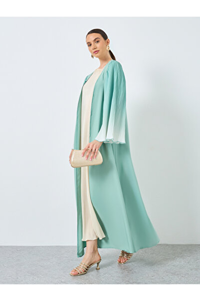 Take Two By Styli Dye Print Bell Sleeve Open Front Abaya