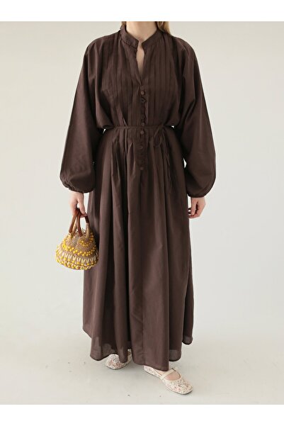 MRS. POLEEN Buttoned Hijab Dress - Brown - Mrs Poleen