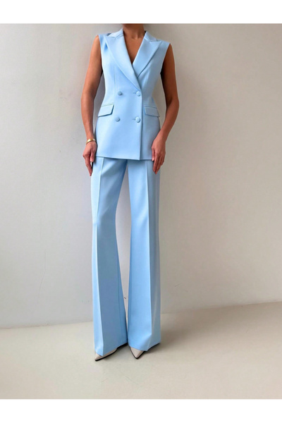 Take Two By Styli Blue Tailored Waistcoat and Trousers Co-Ords