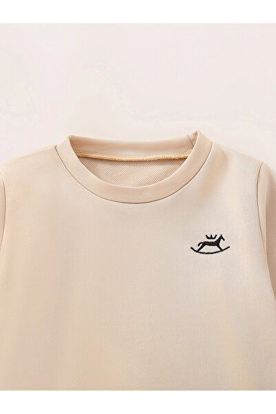 Take Two By Styli Boys Beige Solid Sweatshirt and Joggers Set