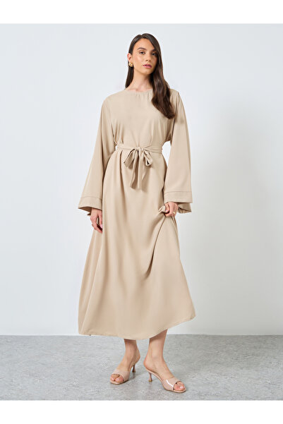 Take Two By Styli Solid Long Sleeve Belted Abaya