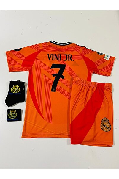 Forma R.e.a.l M. 2024-25 Yeni Sezon VİNİ JR. Deplasman Çocuk Forması 4'lü Set (ORANGE-ARMALI)