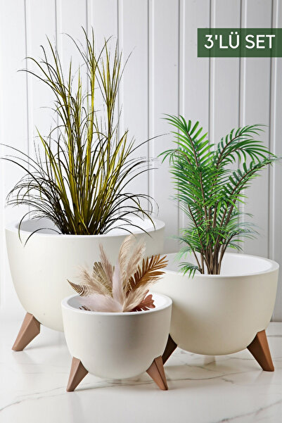 Nandy Home Ufo Model 3'lü Saksı Seti Beyaz