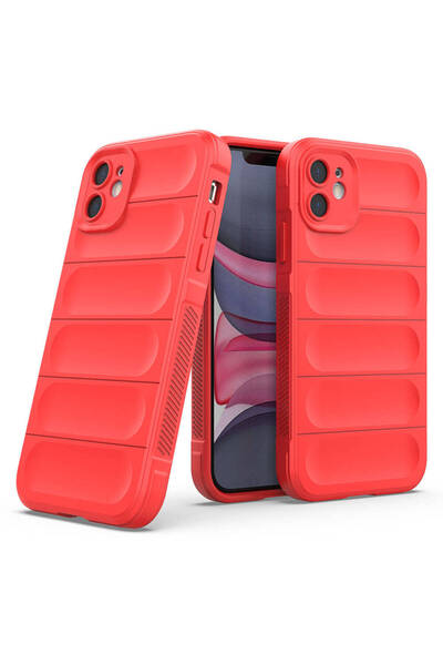 zore Omsy Ethnic Silicone Cover for iPhone 11 Case with Flexible Tpu Hollowed Back Surface Design - Black