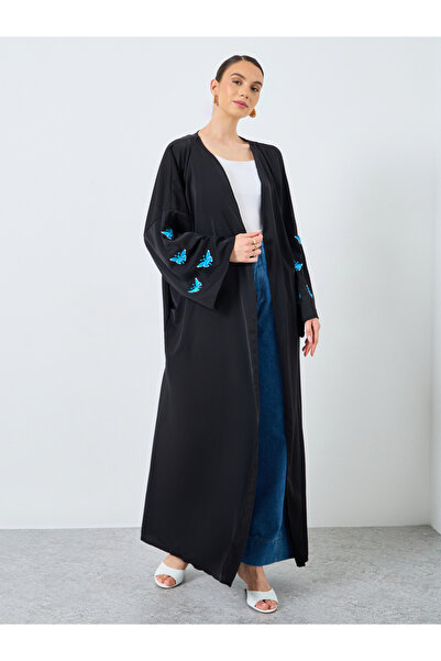 Take Two By Styli Embroidered Butterfly Open Front Abaya