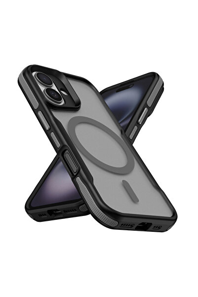 zore iPhone 16 Uyumlu Magsafe Şarj Özellikli Renkli Kenar Airbag Şeritli OMSY...