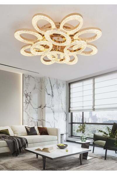 RFAN Candelabru LED, Model J409/8+4, Cu Telecomandă, 3 Tipuri de Lumină, 192W...