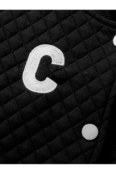 Take Two By Styli Girls Black Textured Jacket and Skirt Set