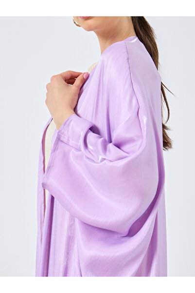 Take Two By Styli Metallic Batwing Sleeve Open Front Abaya