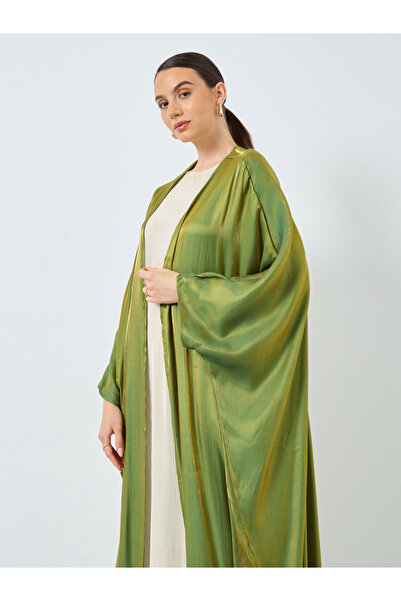 Take Two By Styli Metallic Batwing Sleeve Open Front Abaya