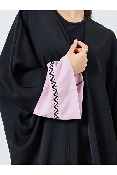 Take Two By Styli Colorblock Sleeve Open Front Abaya