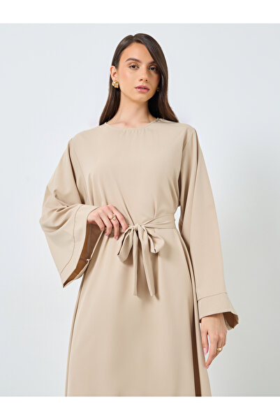 Take Two By Styli Solid Long Sleeve Belted Abaya