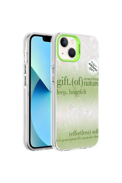 zore iPhone 14 Compatible Marble Patterned Omsy Marbello Case-Green