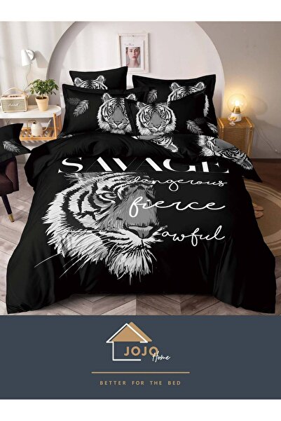 JOJO HOME Finet 3D Bed Linen with 2 Sides, 6 Pieces, Double Bed, Savage