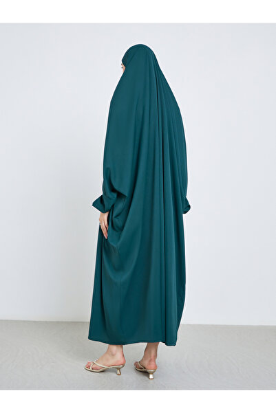 Take Two By Styli Dark Green Batwing Sleeve Hooded Abaya