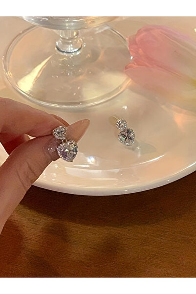 Take Two By Styli Heart Drop Earrings