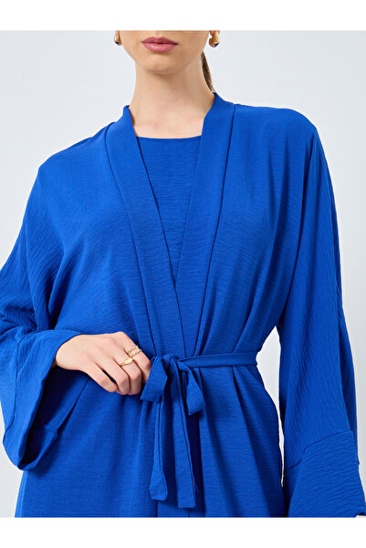 Take Two By Styli Solid Open Front Abaya with Inner Sleeveless Dress