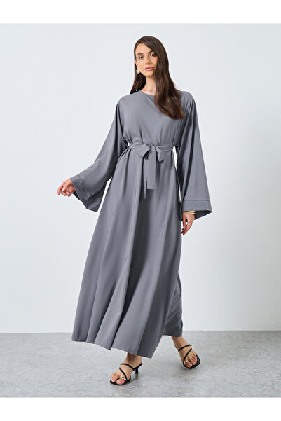 Take Two By Styli Solid Long Sleeve Belted Abaya