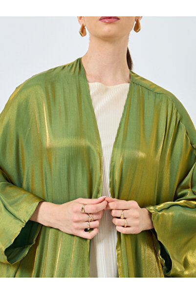 Take Two By Styli Metallic Batwing Sleeve Open Front Abaya