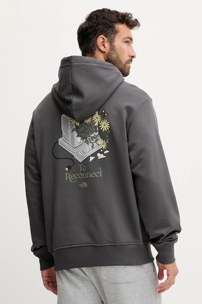 THE NORTH FACE M Connect Relaxed Hooded Sweatshirt-Grap Men's Anthracite Sweatshirt Nf0A8E40Rhi1