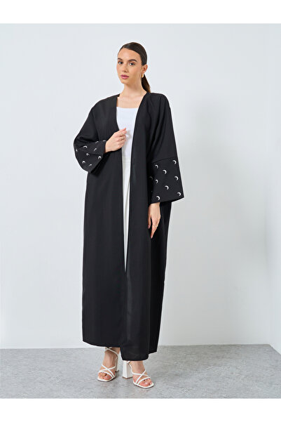 Take Two By Styli Embroidered Sleeve Open Front Abaya