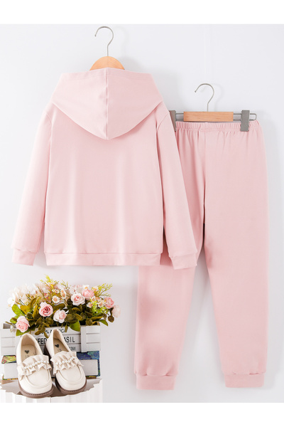 Take Two By Styli Girls Heart Patchwork Hoodie and Joggers Set