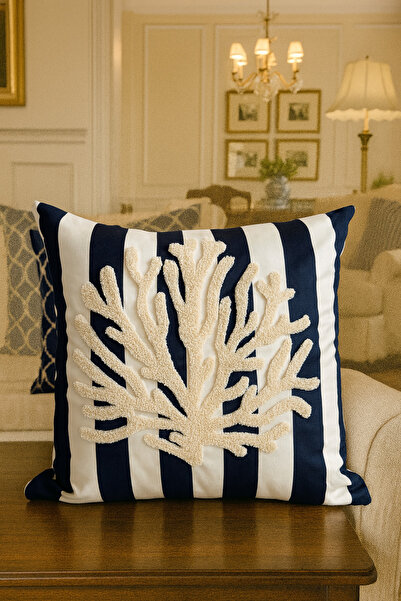 Pilloveland Punch Nakışlı Kırlent Kılıfı - 43*43 Cm - Mercan - PNK001