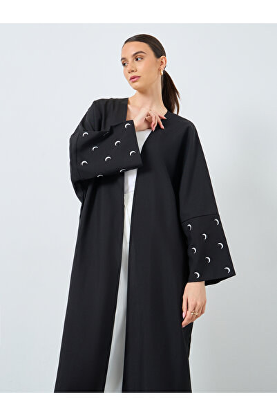 Take Two By Styli Embroidered Sleeve Open Front Abaya
