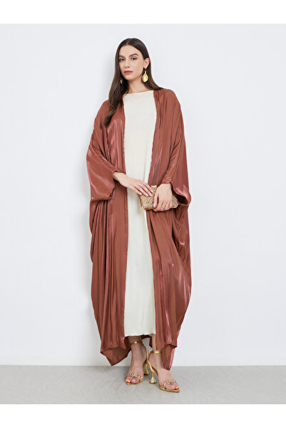 Take Two By Styli Coffee Brown Batwing Sleeve Abaya