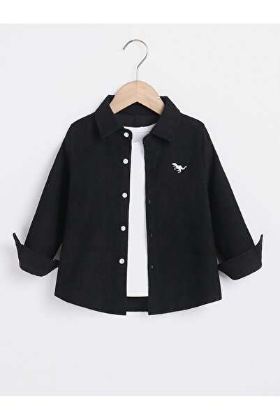 Take Two By Styli Boys Black Corduroy Shirt with Buttons