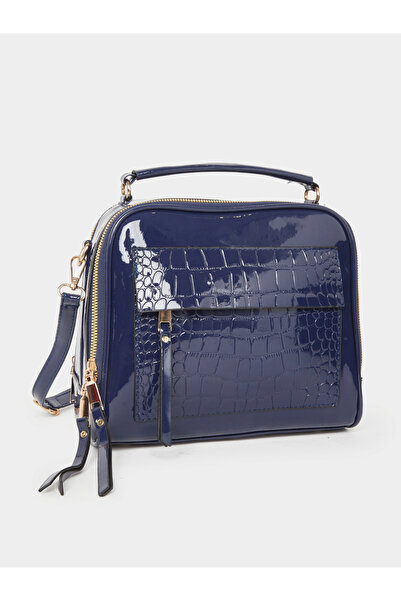 Take Two By Styli حقيبة كتف بمقبض علوي من جلد التمساح وسحاب للإغلاق