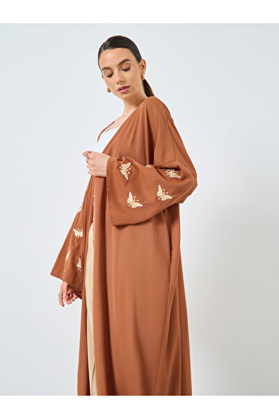 Take Two By Styli Embroidery Sleeve Open Front Abaya