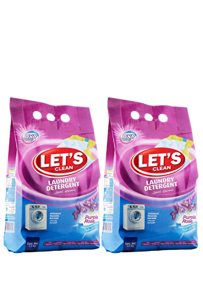 Let's Clean مسحوق غسيل أوتوماتيكي برائحة الورد الأرجواني 1.5 كجم عبوة من قطعتين