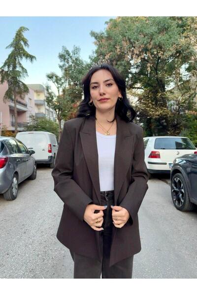 Dilvin 60767 Μπλέιζερ Μπουφάν-Καφέ