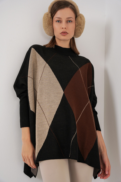 Bigdart 15783 Yırtmaçlı Panço Kazak - C.Siyah