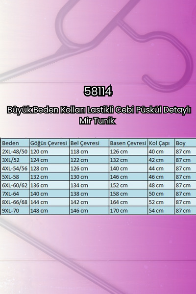 Eslina 58114 Μεγάλο μέγεθος Mir Tunik με ελαστικά μανίκια και λεπτομέρεια με φούντα στην τσέπη - Μπλε ναυτικό